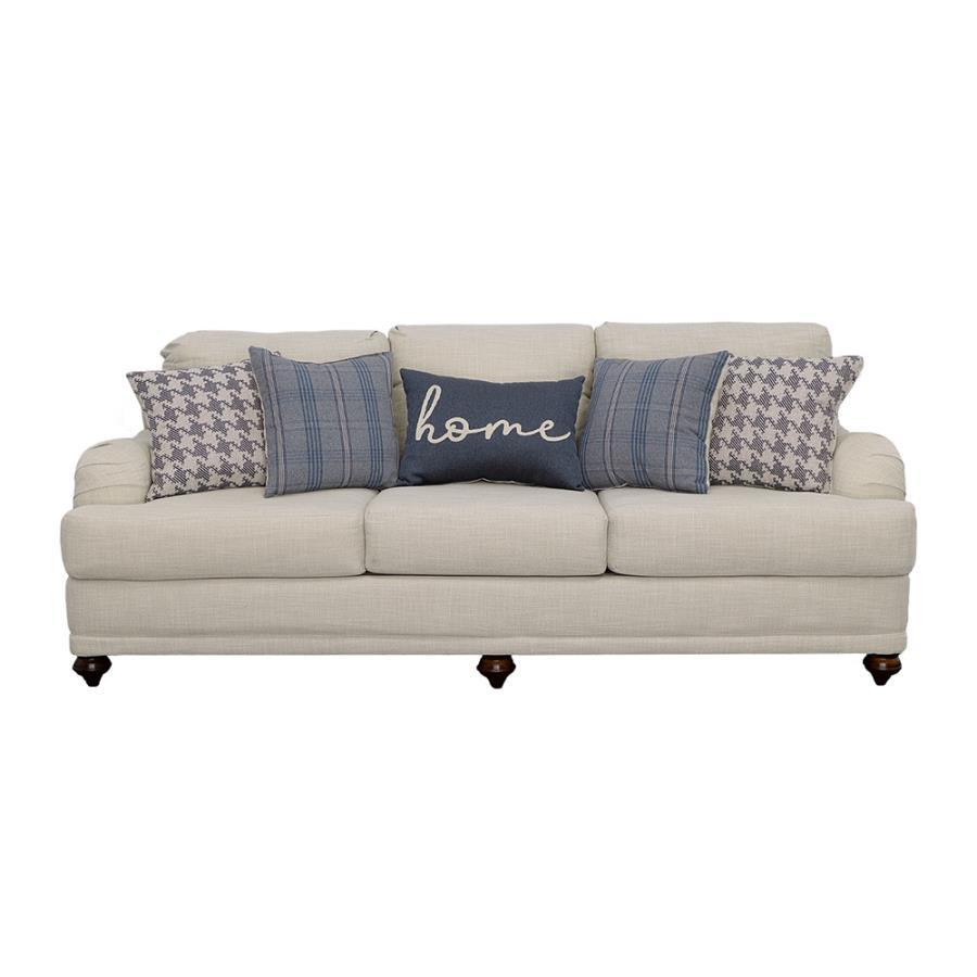 Glenn - Upholstered English Arm Sofa - Light Gray And Blue