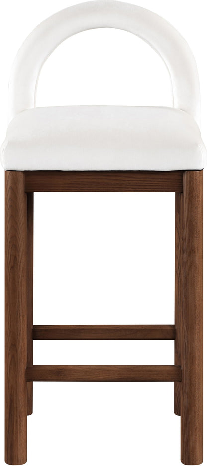 Conrad - Velvet Counter Stool With Brown Legs