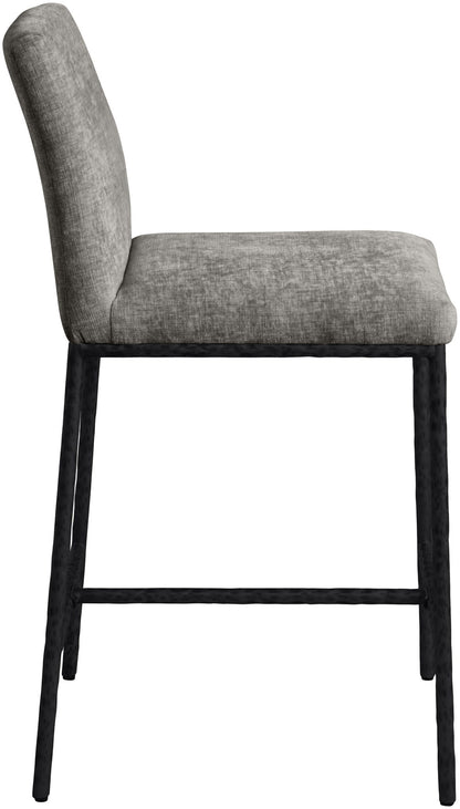 Reeves - Chenille Fabric Upholstered Counter Stool (Set of 2) - Black Base