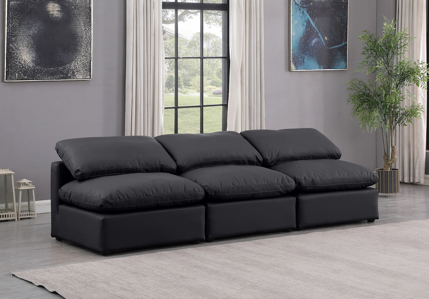 Indulge - Faux Leather 3 Seat Modular Armless Sofa