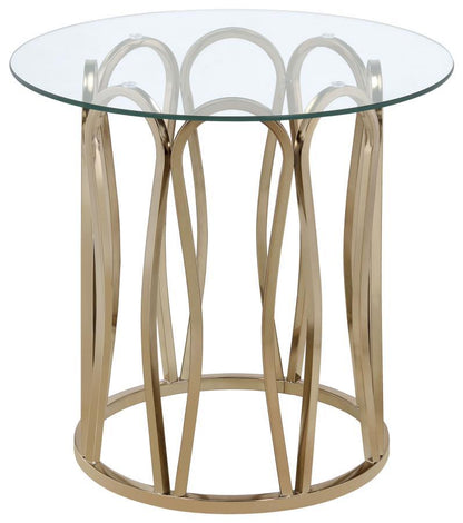 Monett - Round Glass Top Side End Table - Chocolate Chrome