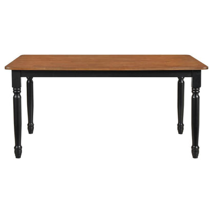 Hollyoak - Mesa de comedor rectangular estilo granja con patas torneadas - Nogal y negro