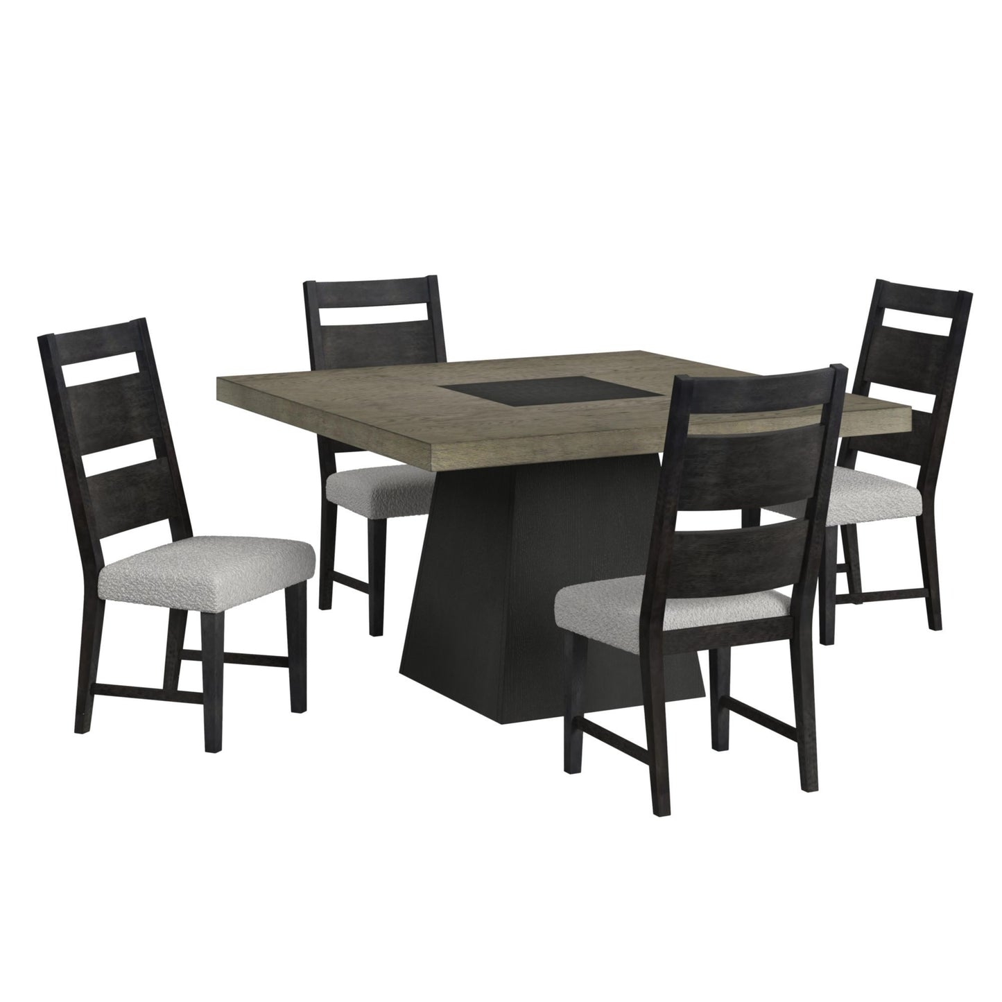Jemma - Mesa de comedor cuadrada - Gris / Espresso oscuro