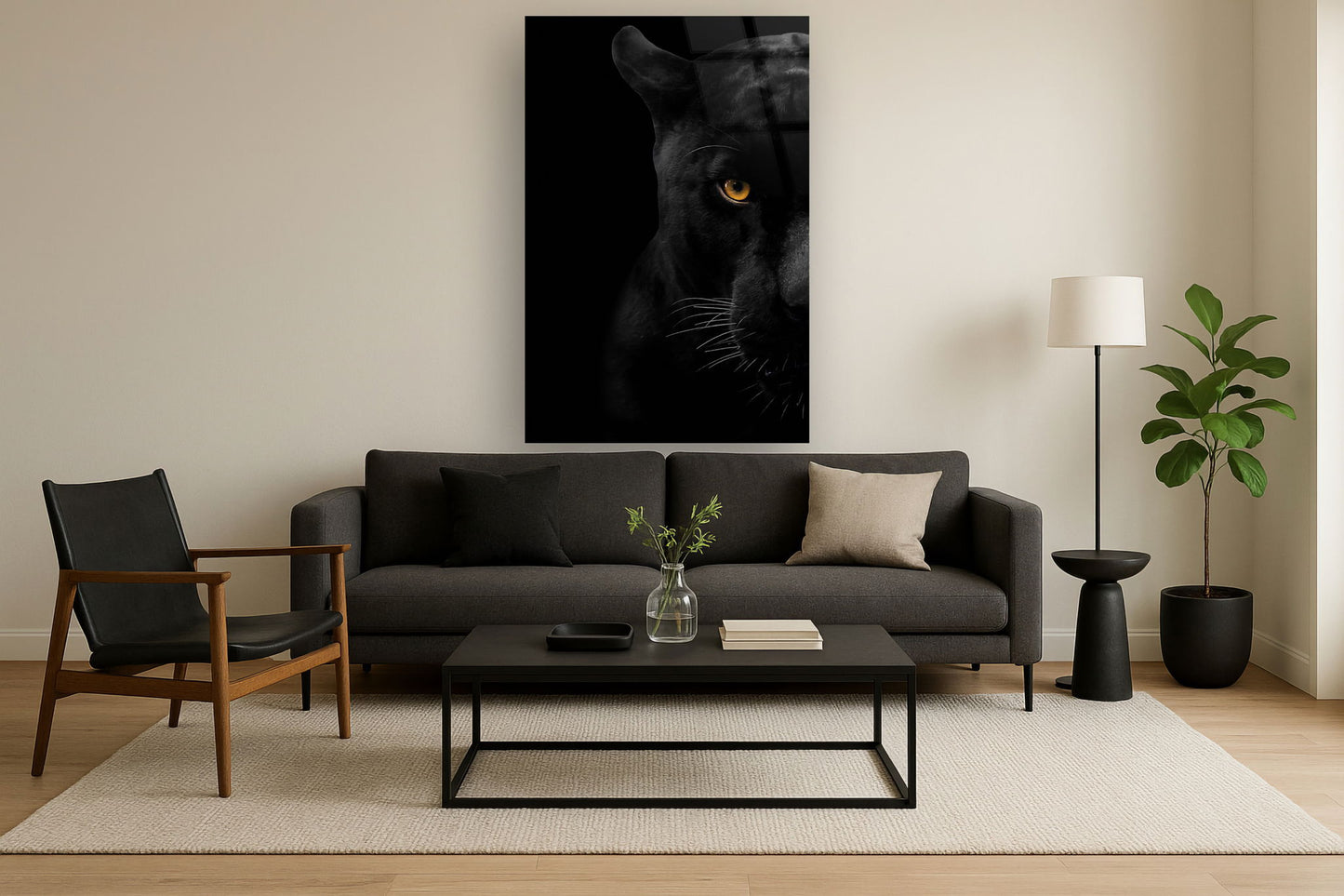 Tempered Glass With Foil - Panther Face - Black