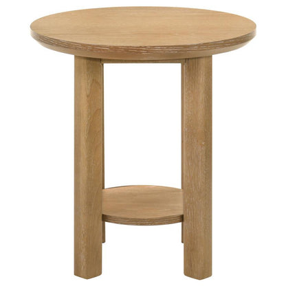Ottowa - Round Wood Table With Shelf