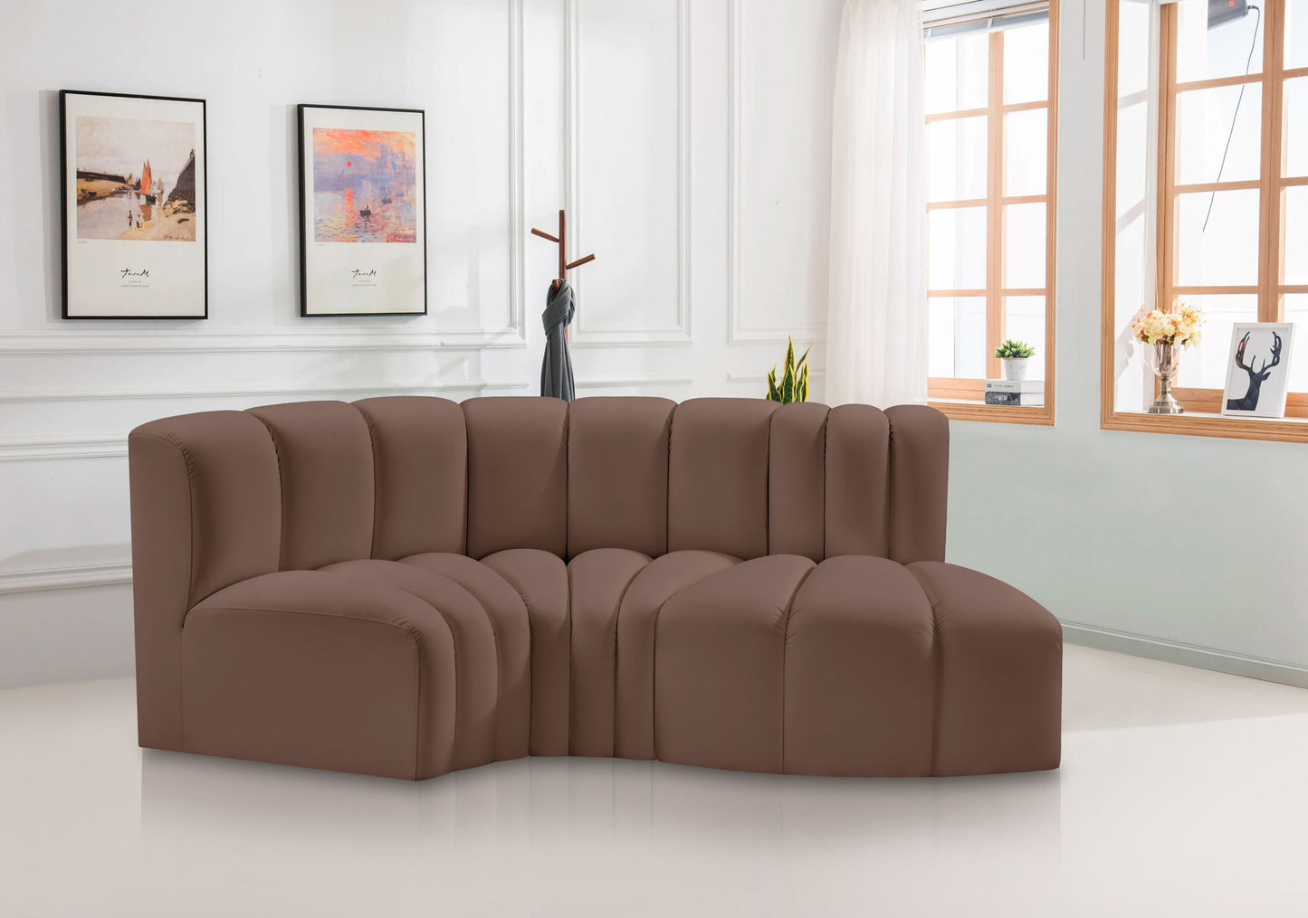 Arc - Faux Leather 3 Piece Modular L-Shaped Sofa