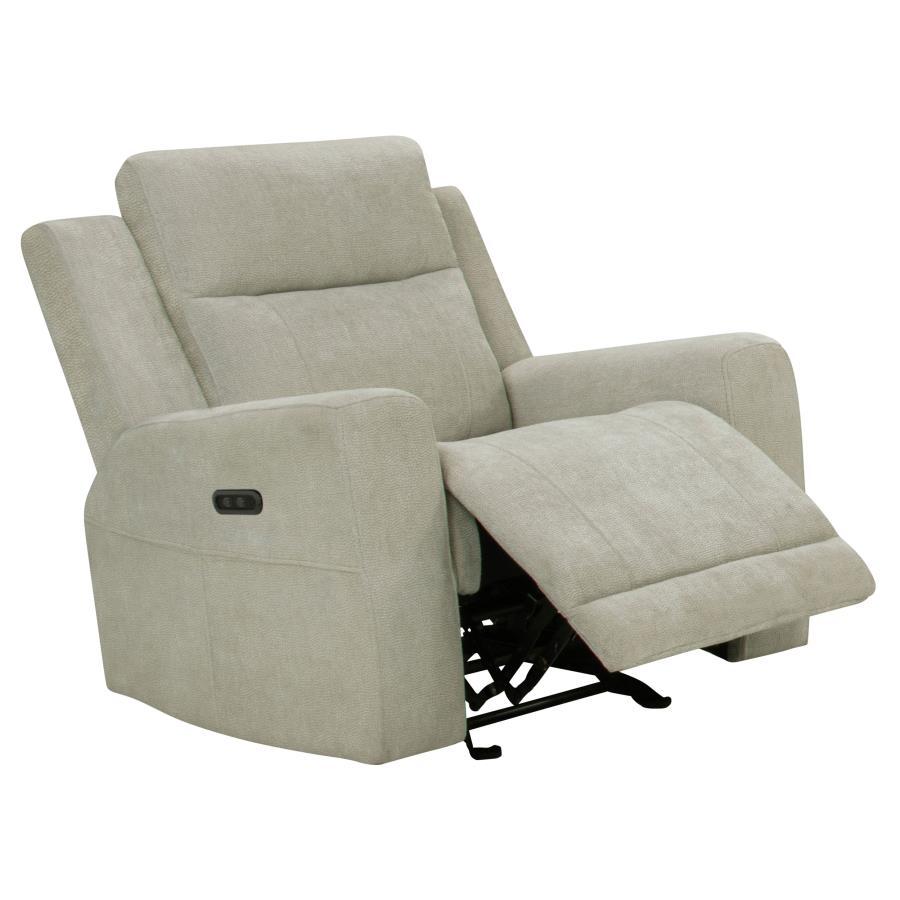 Kennett - Chenille Upholstered Power Recliner Chair - Ivory