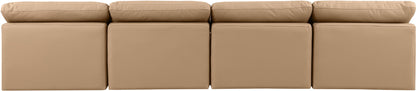 Indulge - Faux Leather 4 Piece Modular Armless Sofa - Tan
