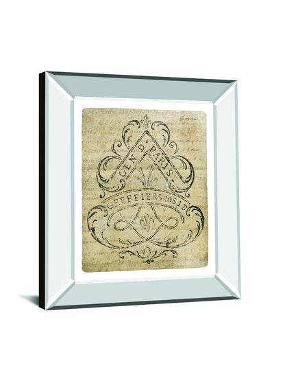 Letter Crest I Vintage V2 By Wild Apple Portfolio - Mirror Framed Print Wall Art - Beige
