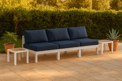 Nizuc - Outdoor Patio 3 Seat Armless Modular Sofa With White Frame