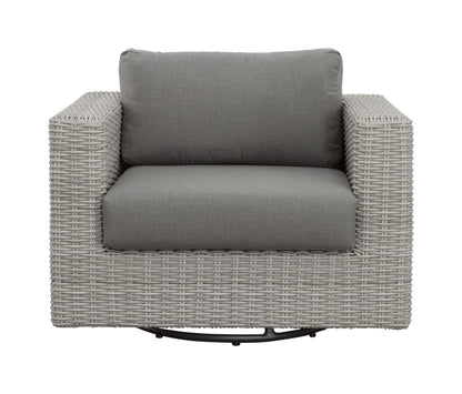 Blakley - Outdoor Swilvel Chair (Set of 2) With Half Round Wicker - Gray