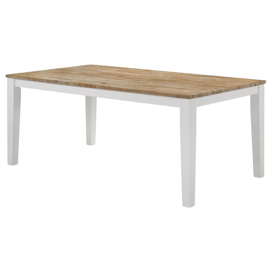 Hollis - Mesa de comedor rectangular - Marrón y blanco