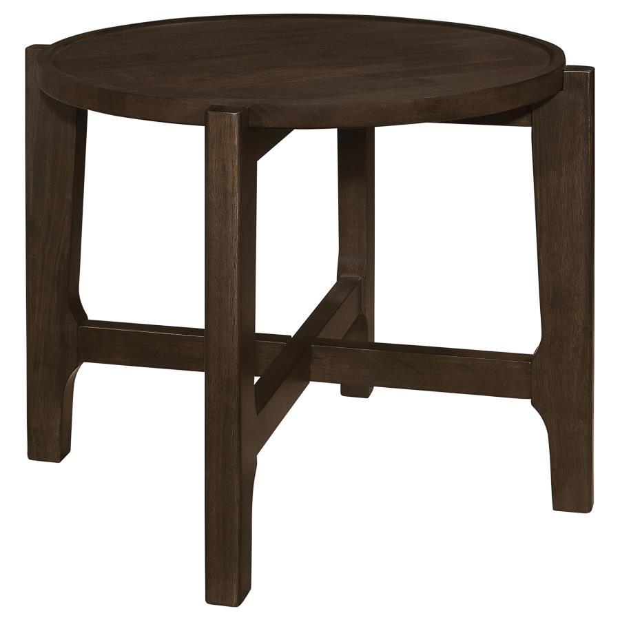 Cota - Round Solid Wood End Table - Dark Brown