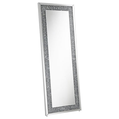 Valerie - Acrylic Crystal Floor Mirror - Silver