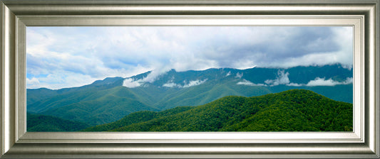 Misty Mountains Il By Kames Mcloughlin - Framed Print Wall Art - Blue