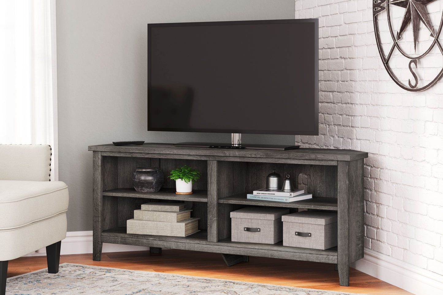 Arlenbry - Gris - Mueble TV esquinero mediano