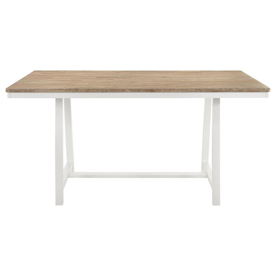 Hollis - Mesa de comedor rectangular con altura de mostrador - Marrón y blanco