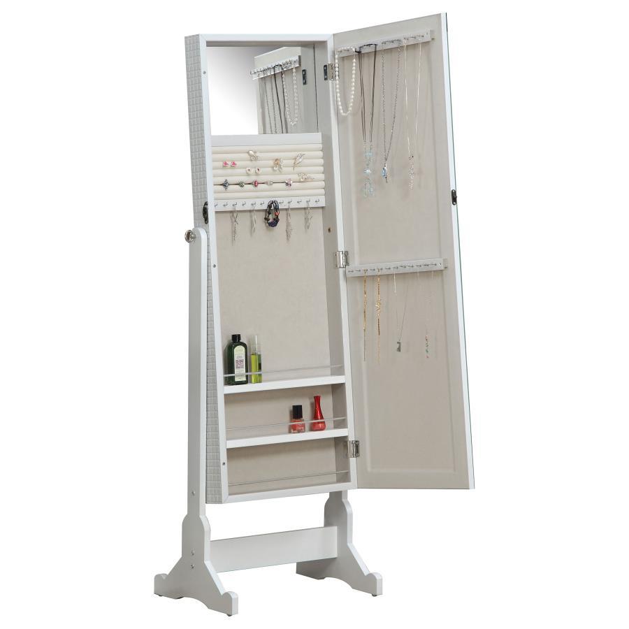 Zayas - Cheval Mirror With Jewelry Storage - White