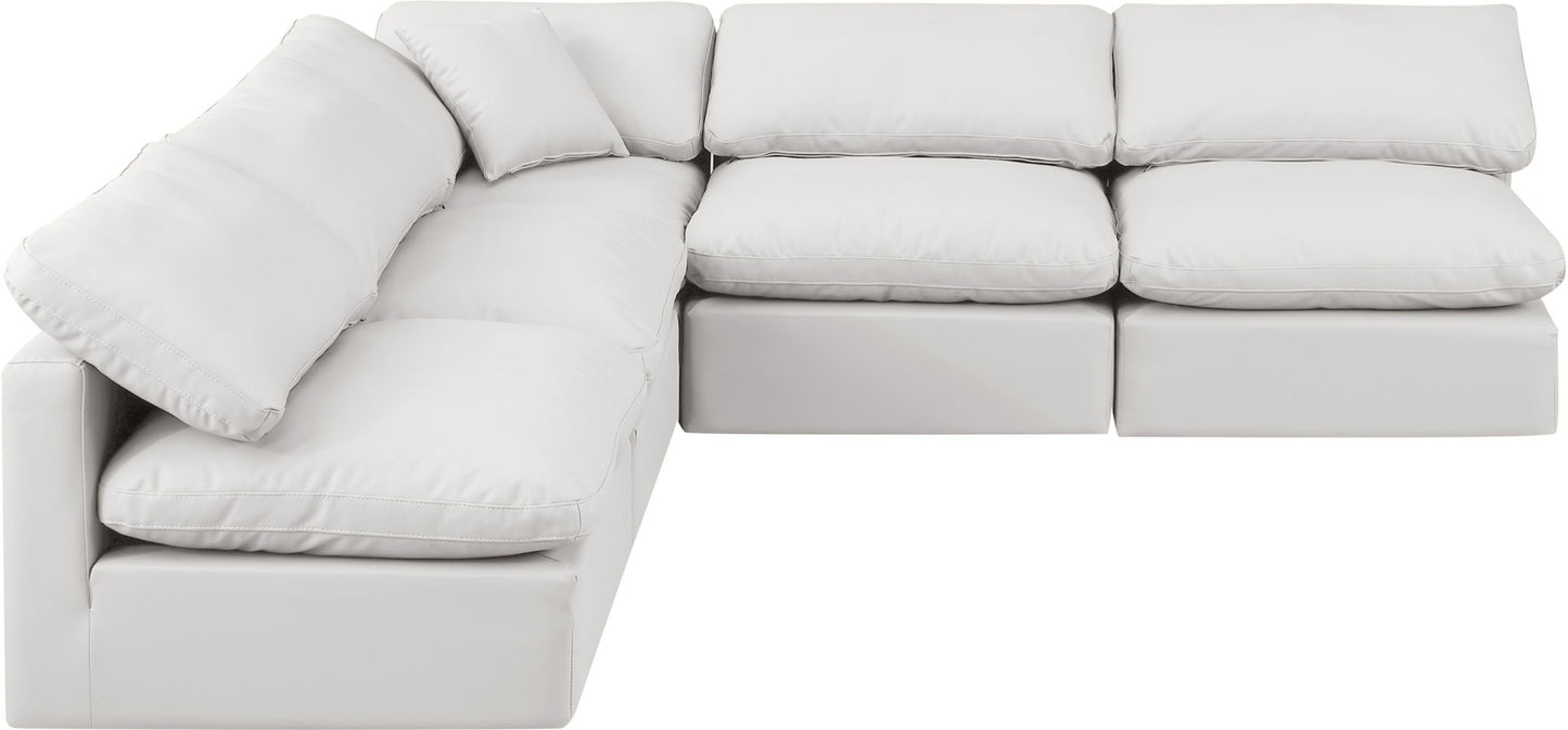 Indulge - Faux Leather 5 Piece Modular Corner Armless Sectional