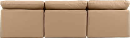 Indulge - Faux Leather 3 Piece Modular Armless Sofa - Tan