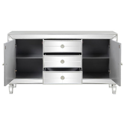 Leticia 3-Drawer Mirrored Storage Accent Cabinet - Silver