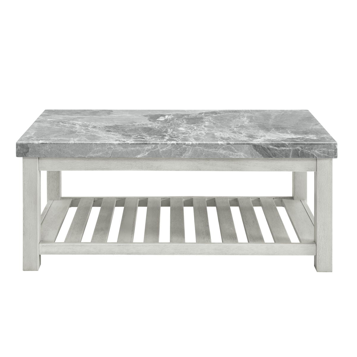 Canova - Gray Marble Top Coffee Table - White