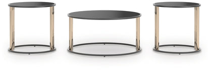 Hannerly - Occasional Table Set (Set of 3) - Black / Gold Finish