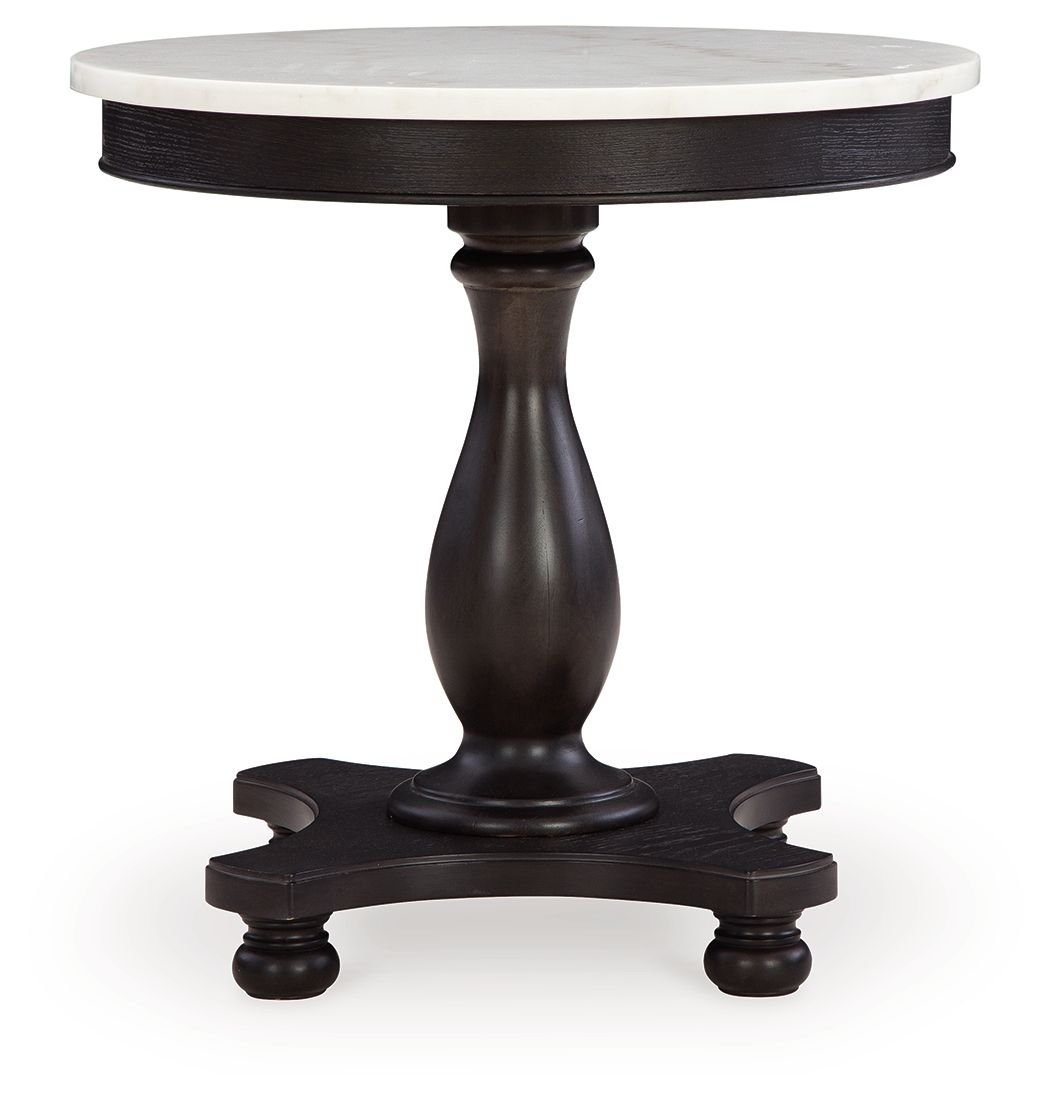 Henridge - Negro / Blanco - Mesa decorativa con base de pedestal