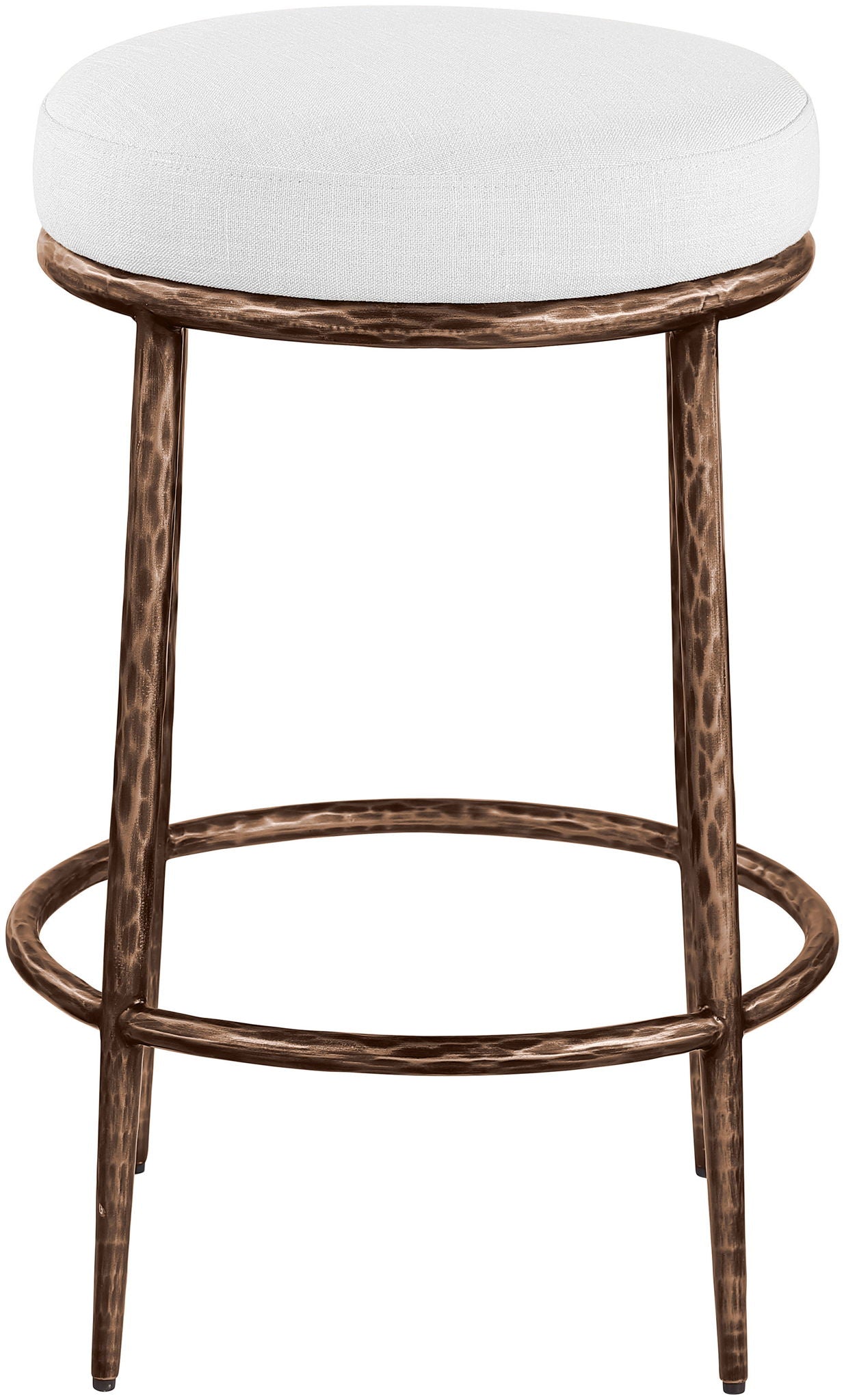 Ferro - Upholstered Backless Counter Stool With Brushed Bronze Base