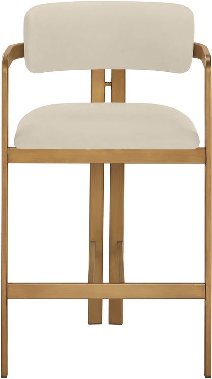 Aurum - Vegan Leather Upholstered Counter Stool With Brushed Brass Base