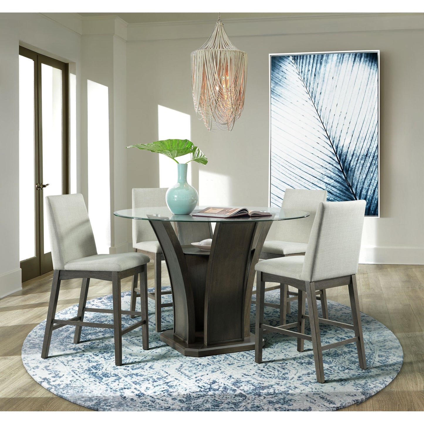 Dapper - Mesa de comedor redonda con altura de mostrador