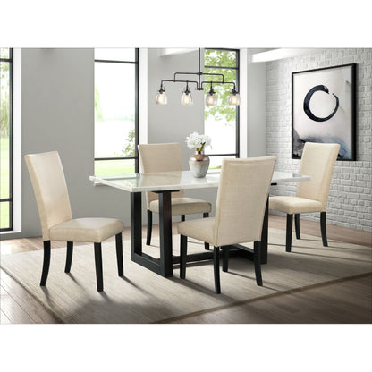 Felicia - Dining Table With White Marble Top - Dark