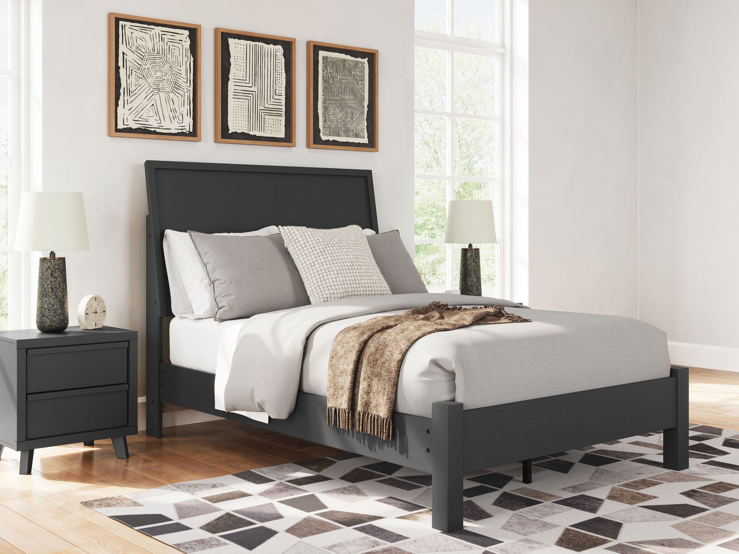 Danziar - Cama panel con pie de cama bajo