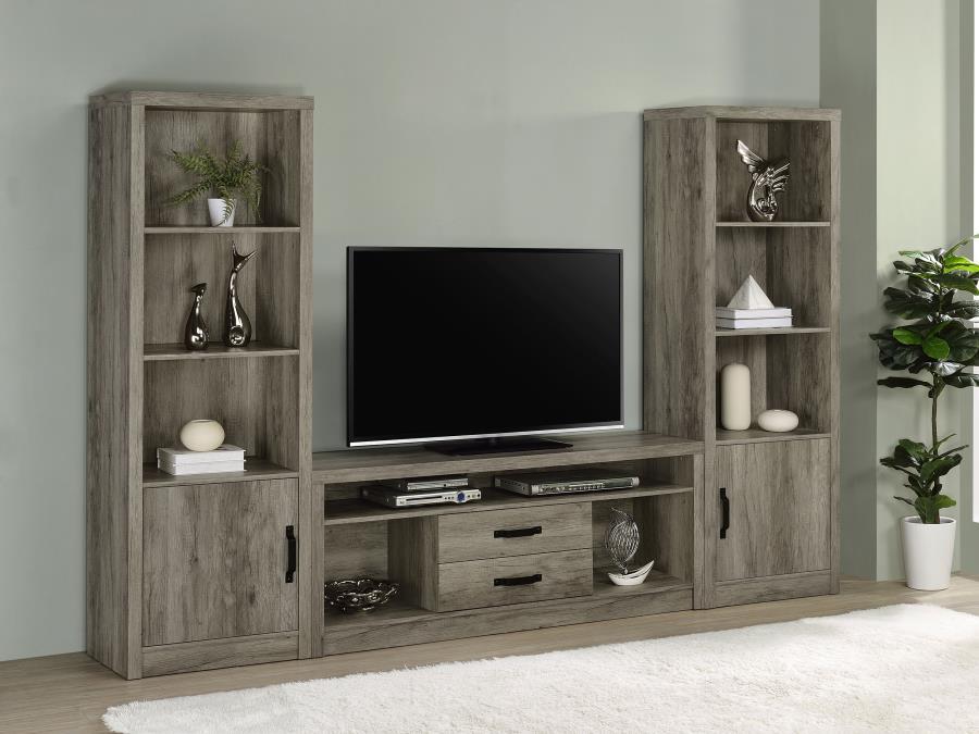 Burke - Centro de entretenimiento de 3 piezas - Gray Driftwood