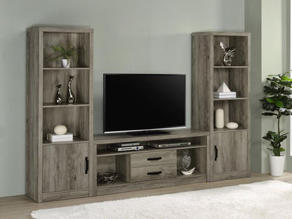Burke - Centro de entretenimiento de 3 piezas - Gray Driftwood