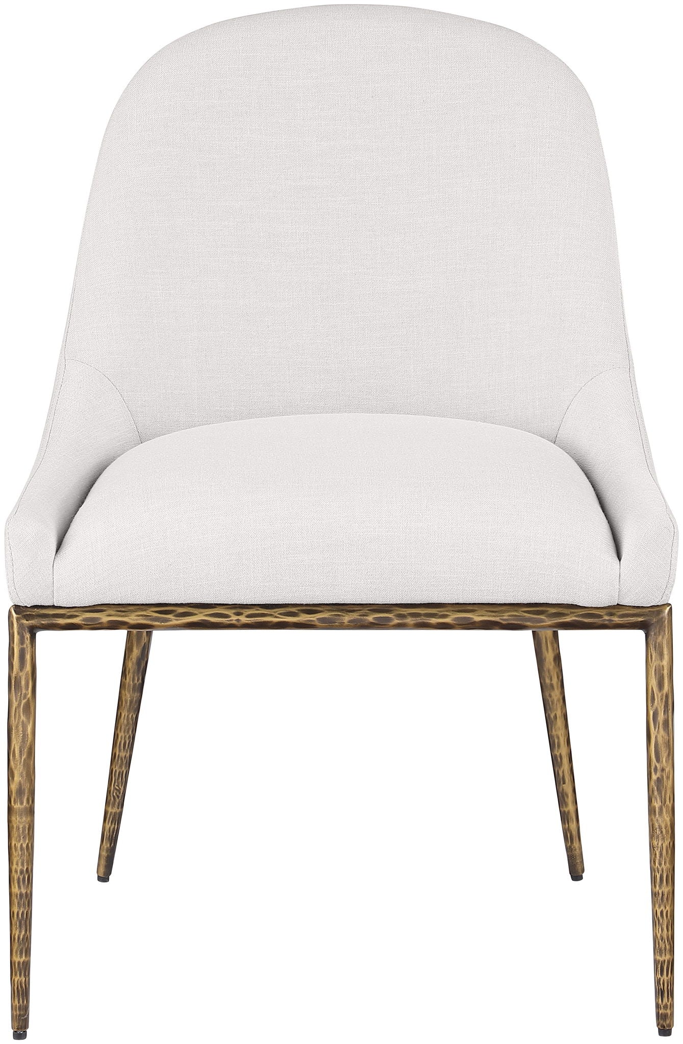 Ferro - Linen Textured Performance Fabric Upholstered Dining Side Chair - Cream / Brushed Gold