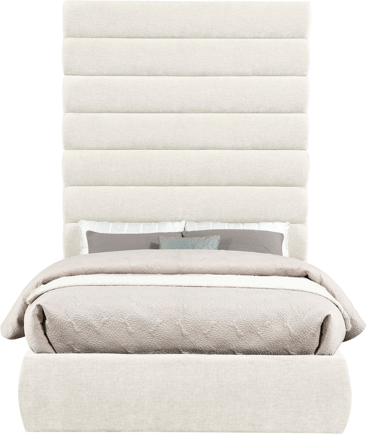 Adam - Chenille Fabric Bed With 89" Headboard