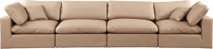Comfy - Faux Leather Modular Sofa 4 Pieces - Tan