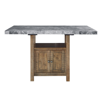 Grayson - Marble Top Counter Table - Gray / Light Brown