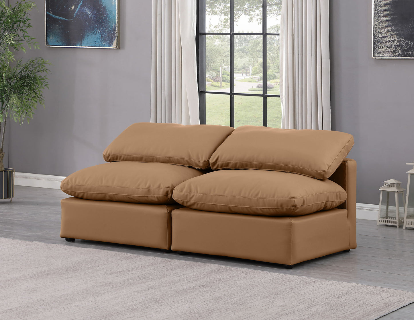 Indulge - Faux Leather 2 Seat Modular Armless Sofa
