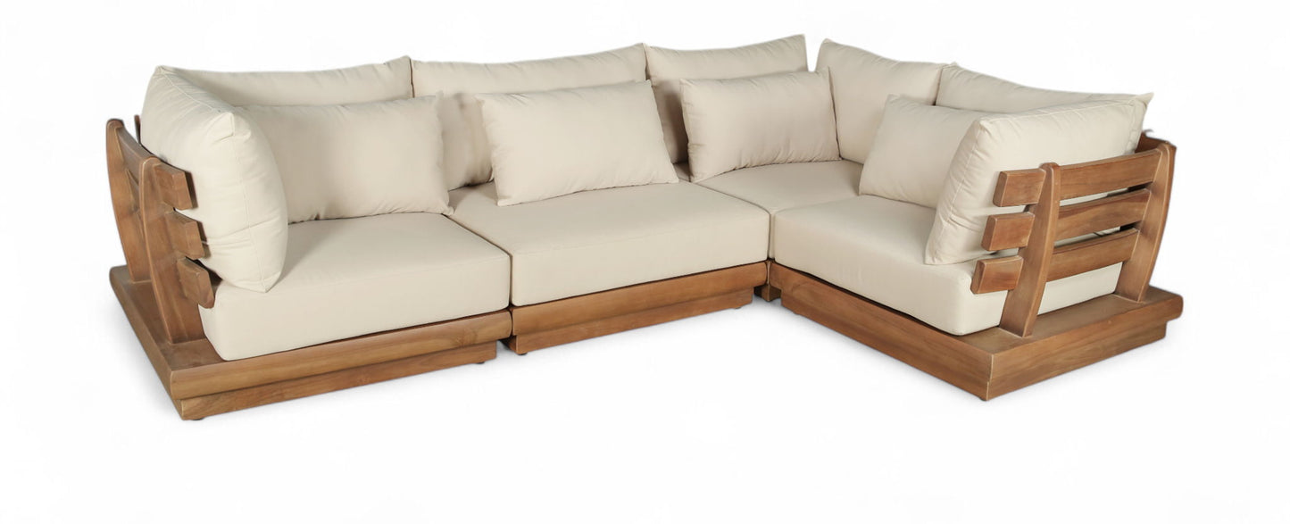 Mirella - 4 Piece Water Resistant Fabric Outdoor Patio Modular Sectional