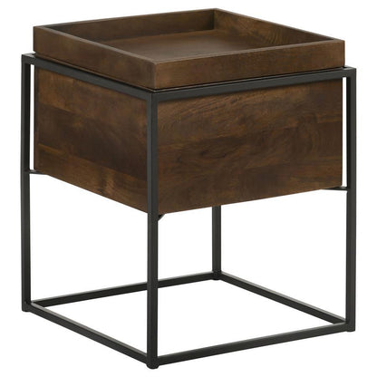 Ondrej - Square Accent Side Table Removable Tray - Dark Brown