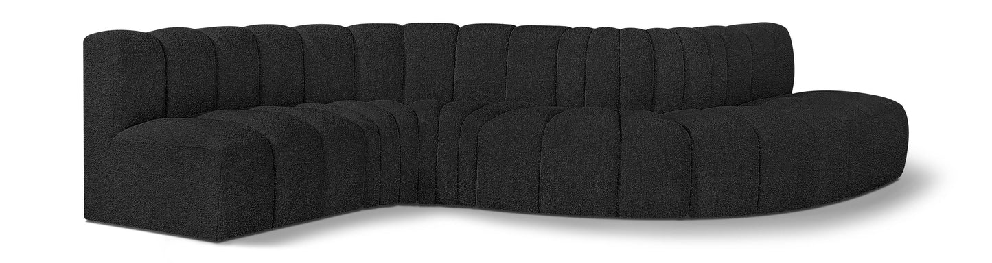 Arc - Boucle Fabric 6 Piece Curved Modular Sofa