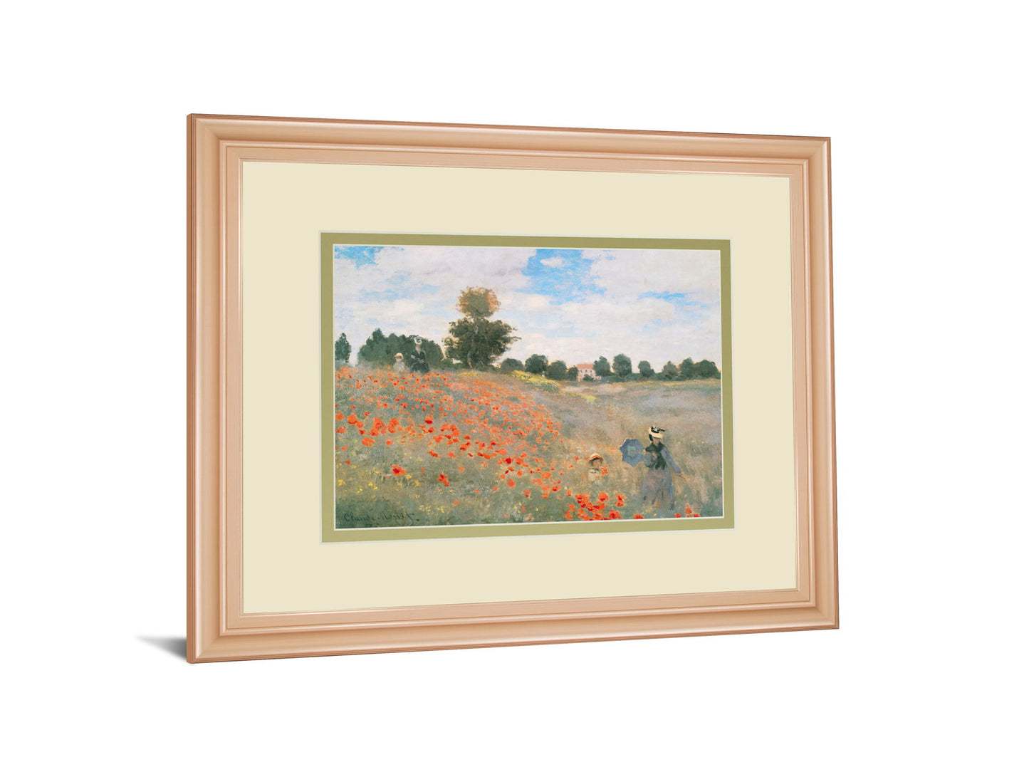 Wild Poppies, Near Argenteuil By Claude Monet - Framed Print Wall Art - Beige
