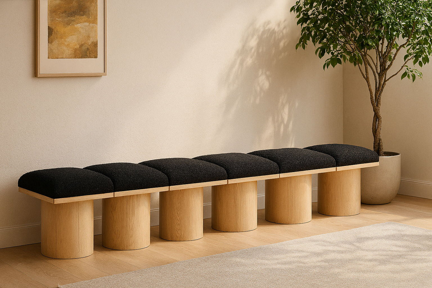 Pavilion - 6 Piece Modular Bench With Natural Base