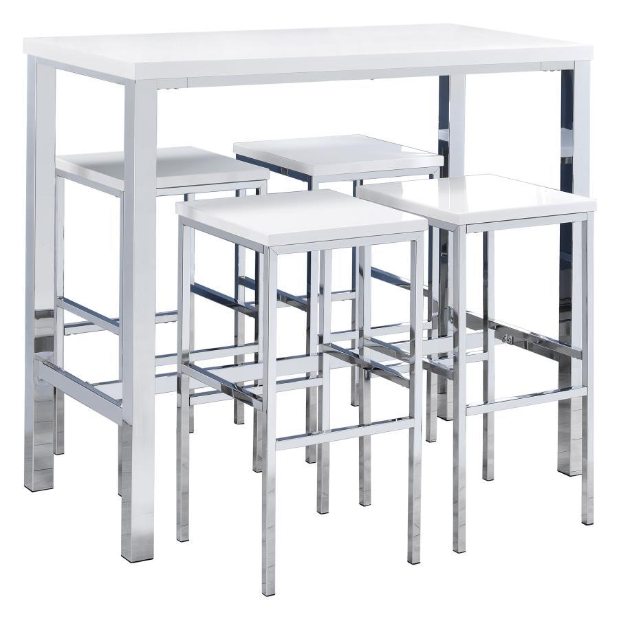 Natividad - 5 Piece Pub Height Bar Table Set - White High Gloss