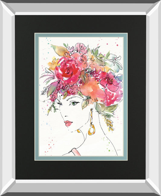 Floral Figures II By Anne Tavoletti Mirrored Frame - Pink