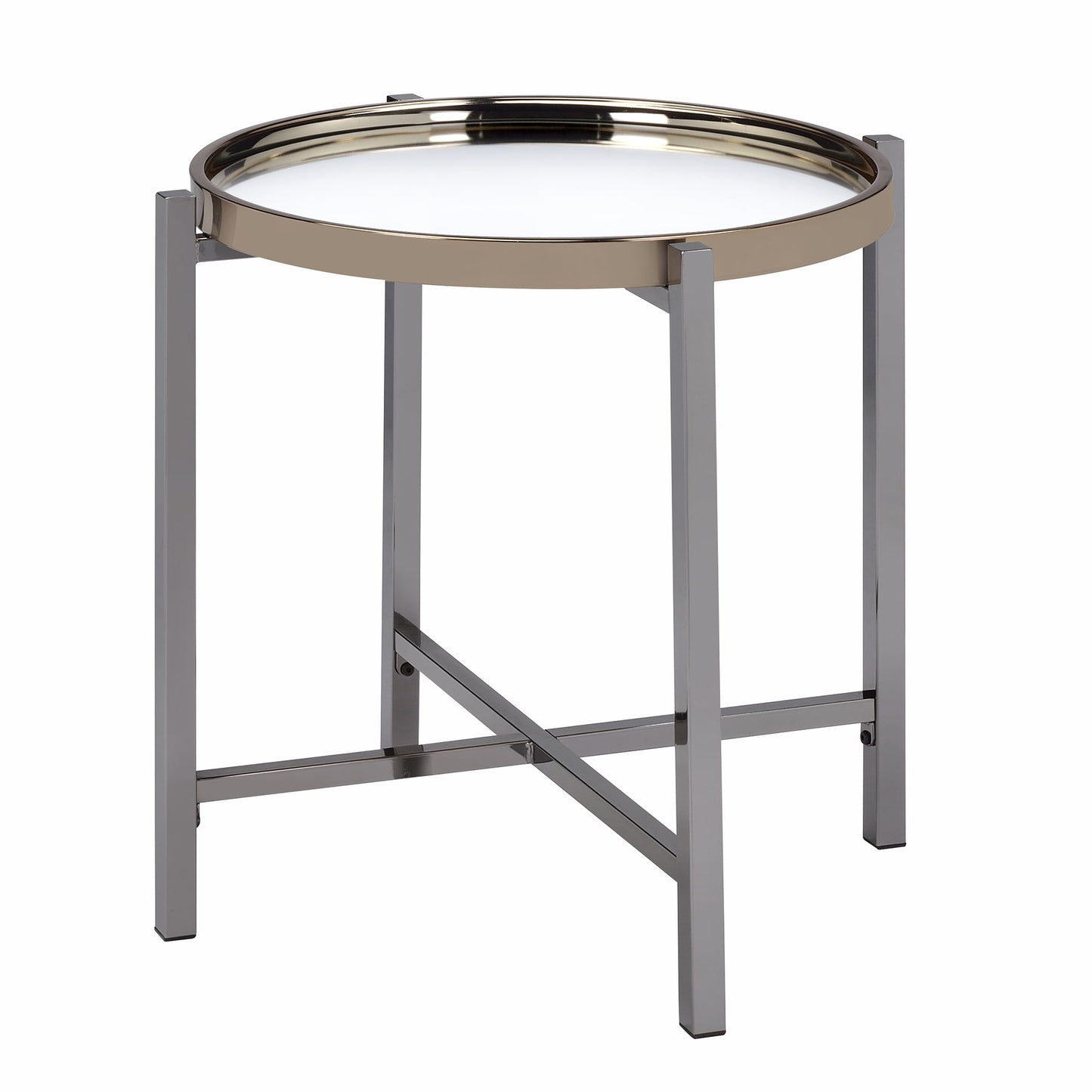 Edith - Round End Table - Dark Nickel