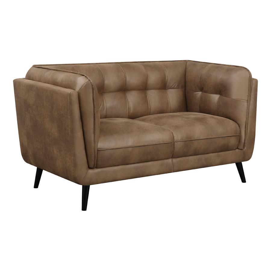 Thatcher - Loveseat capitoné con botones tapizados - Marrón