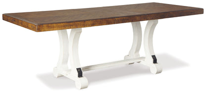 Valebeck - Blanco / Marrón - Mesa de comedor rectangular